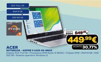 Acer notebook - aspire 3 a315-23-r8q3