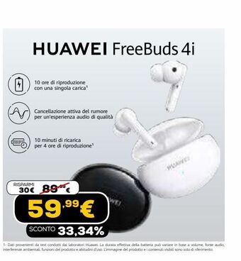 Huawei FreeBuds 4i Auricolare True Wireless Stereo (TWS) In-ear Musica e  Chiamate USB tipo-C Bluetooth Nero | Cuffie e Auricolari in offerta su  Unieuro