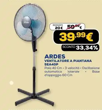 Euronics Ardes ventilatore a piantana 5ea40p offerta