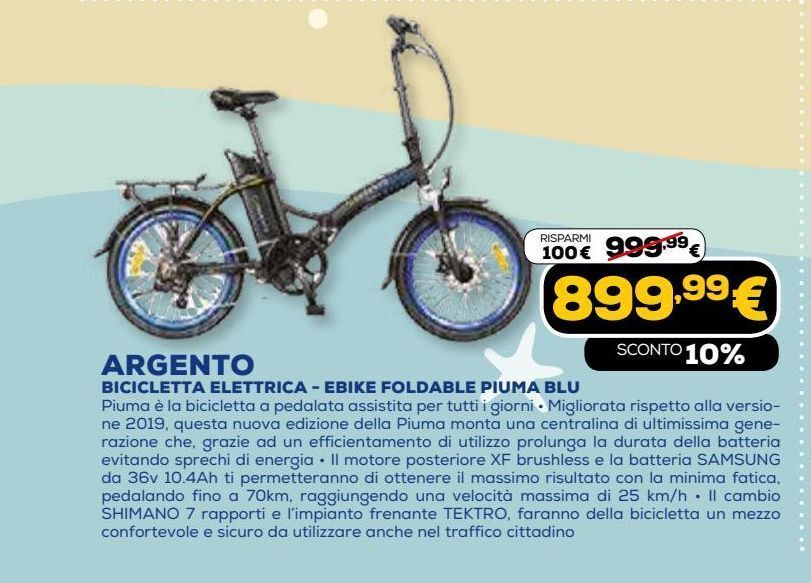 Argento bicicletta - ebike foldable piuma blu offerta di Euronics