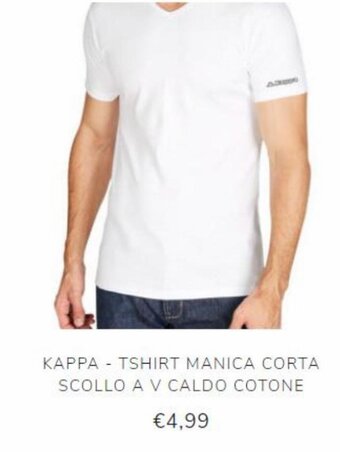 Kappa - Tshirt Manica Corta Scollo a V Caldo Cotone