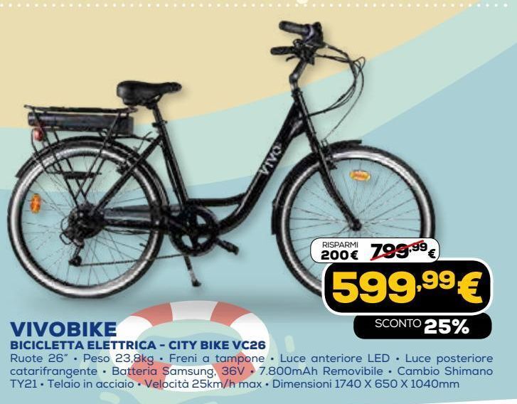 Vivobike biciletta elettrica - city bike vc26 offerta di Euronics