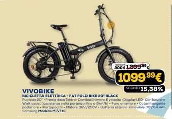 Vivobike bicicletta elettrica - fat fold bike 20" black