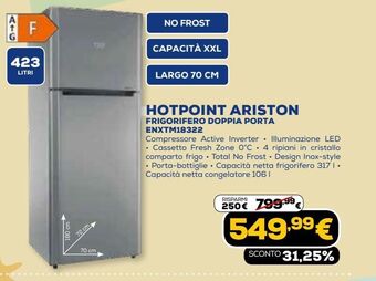 Hotpoint ENXTM 18322 X F 1 Frigorifero Con Congelatore Libera Installazione  423 L Acciaio Inossidabile offerta di Euronics