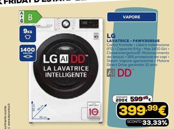 Euronics Lg lavatrice - f4wv309s4e offerta