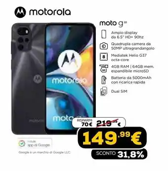 Euronics Moto g offerta