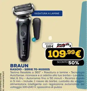 Euronics Braun rasoio - serie 70-n1000s offerta