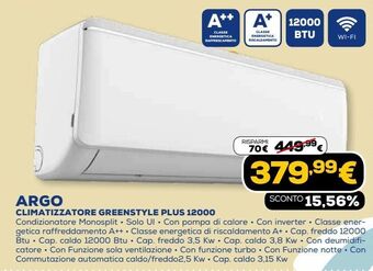 Euronics Argo climatizzatore greenstyle plus 12000 offerta