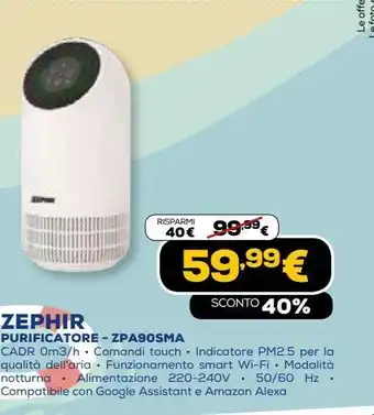 Euronics Zephir purificatore - zpa90sma offerta