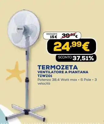 Euronics Termozeta ventilatore a piantana tzwz01 offerta