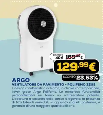 Euronics Argo ventilatore da pavimento - polifemo zeus offerta