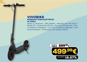 Euronics Vivobike monopattino elettrico m-vms4 offerta