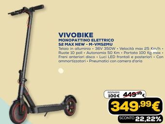 Euronics Vivobike monopattino elettrico s2 max new - m-vms2mu offerta