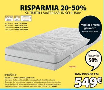 JYSK Materasso in schiuma fredda offerta