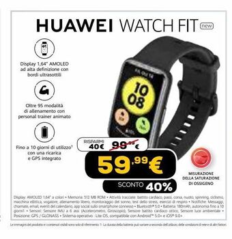 Euronics Huawei watch fit offerta