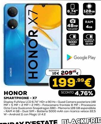 Euronics Honor smartphone - x7 offerta