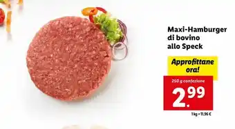 Lidl Maxi hamburger di bovino allo speck 250g offerta