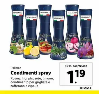 Lidl Condimenti spray italiamo 40ml offerta