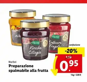 Lidl Meribel preaparazione spalmabile alla frutta 250g offerta