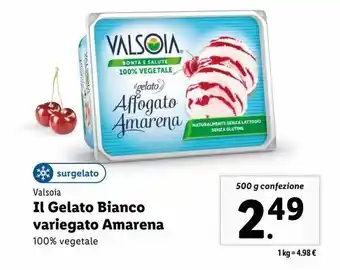 Lidl Gelato bianco variegato amarena valsoia 500g offerta