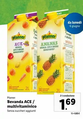Lidl Bevanda ace / multivitaminico pfanner 2 l offerta