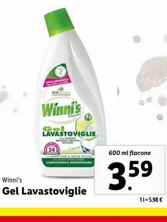 Lidl Gel winni's lavastoviglie 600ml offerta