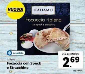 Lidl Focaccia con speck e stracchino italiamo 360g offerta