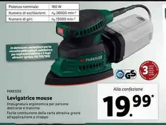 Lidl Levigatrice mouse parkside offerta