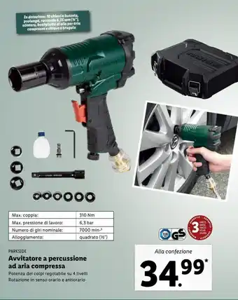 Lidl Avvitatore a percussione a aria compressa parkside offerta