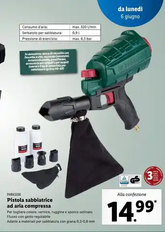 Lidl Parkside pistola sabbiatrice a aria compressa offerta