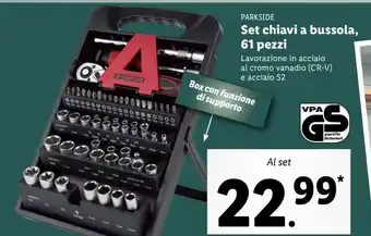 Lidl Set chiavi a bussola 61 pezzi parkside offerta