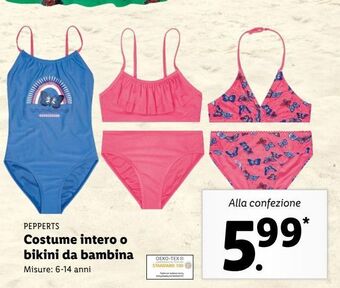 Pepperts costume intero o bikini da bambina