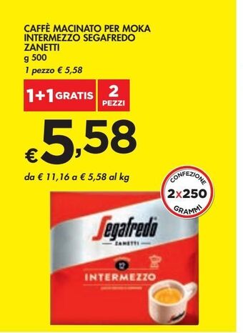 Caffè macinato per moka intermezzo segafredo zanetti g 500
