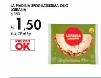 Bennet La piadina sfogliatissima olio loriana g 350 offerta