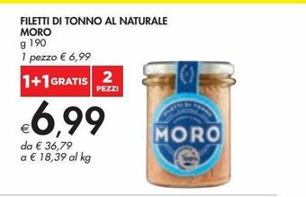 Bennet Filetti di tonno moro al naturale g 190 offerta