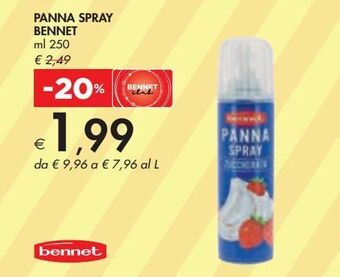 Bennet Panna spray bennet ml 250 offerta