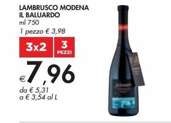 Bennet Lambrusco modena il baluardo ml 750 offerta