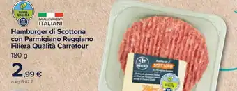 Carrefour Iper Hamburger di scottona con parmigiano reggiano filiera qualità carrefour offerta