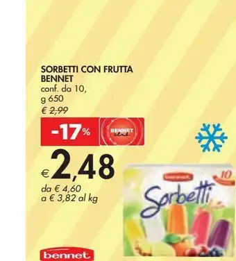 Bennet Sorbetti con frutta bennet cond fa 10 g 650 offerta