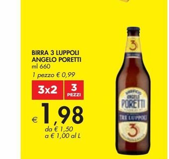 Bennet Birra 3 luppoli angelo poretti ml 660 offerta