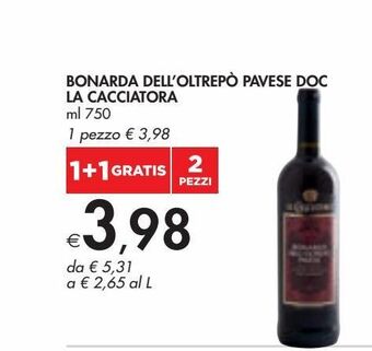 Bennet Bonarda dell'oltrepò pavese doc la cacciatora ml 750 offerta