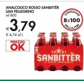 Bennet Analcolico rosso sanbitter san pellegrino ml 800 offerta