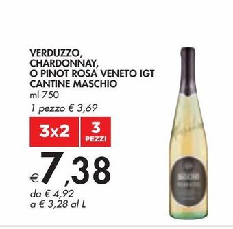 Bennet Verduzzo, chardonnay, o pinot rosa veneto igt cantina maschio ml 750 offerta