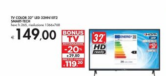 Bennet Tv color 32'' led 32hn10t2 smart-tech offerta