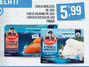 Eurospar Fiori di merluzzo gr 300 fiori di salmone gr 200 fior di plaressa gr 300 findus offerta