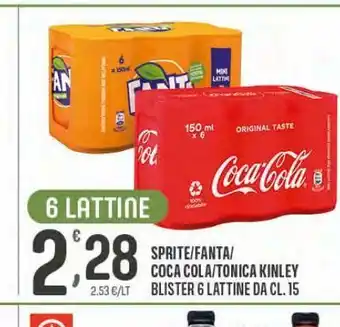 Eurospar Sprite / fanta coca-cola / tonica kinley blister 6 lattine da cl 15 offerta