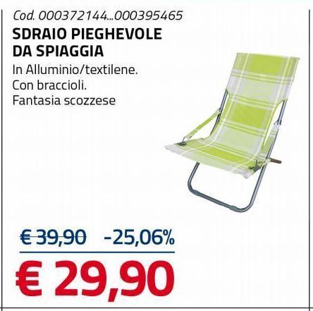Sdraio pieghevole da spiaggia offerta di Eurobrico
