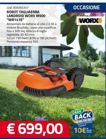 Eurobrico Robot tagliaerba landroid worx m5oo "wr141e" offerta