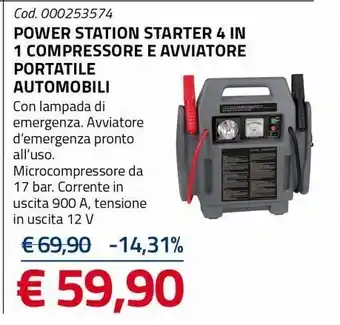 Power station starter 4 in 1 compressore e avviatore portatile automobili