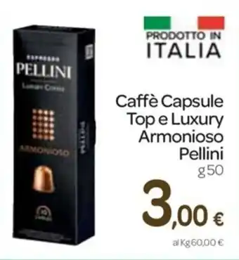 Carrefour Express Pellini Caffè Capsule Top e Luxury Armonioso 50g offerta